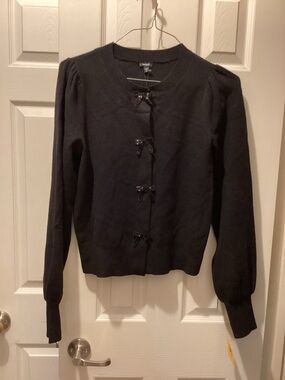 Express Black Crew Neck Bow-Detail Sweater